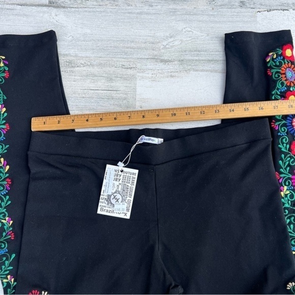 NEW! Brazilroxx‎ Embroidered Multicolor Floral Legging Pants Womens Size XL Boho - Picture 11 of 16